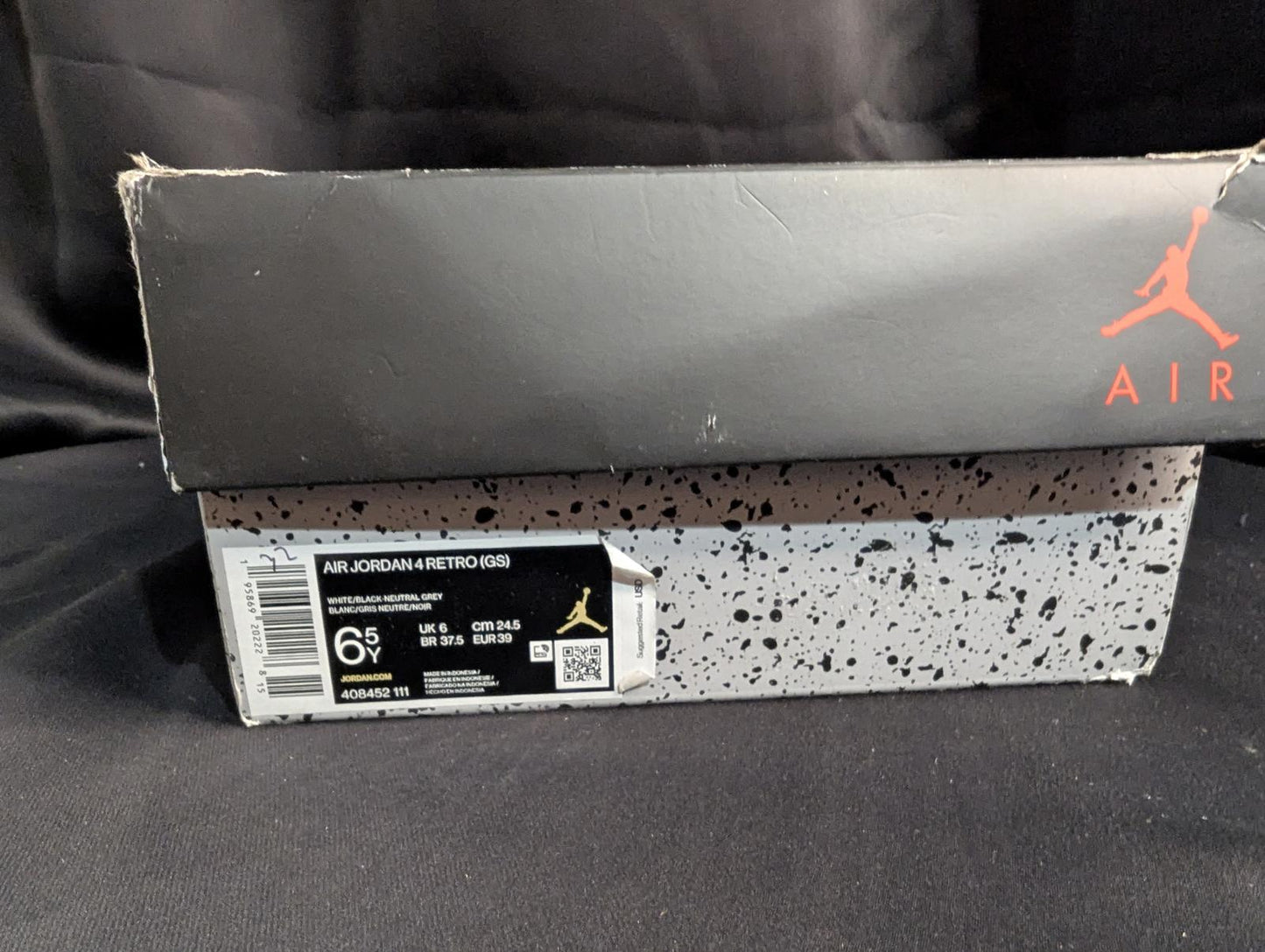 Jordan 4 Retro GS "White Oreo" Size 6.5Y Used VGC w/ Box CT8527-100 Speckle