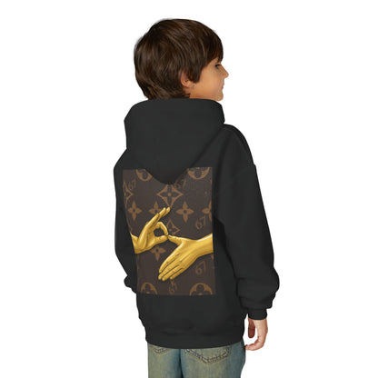 Youth Hoodie — 'Six Seven' Gold Hands Luxe Graphic