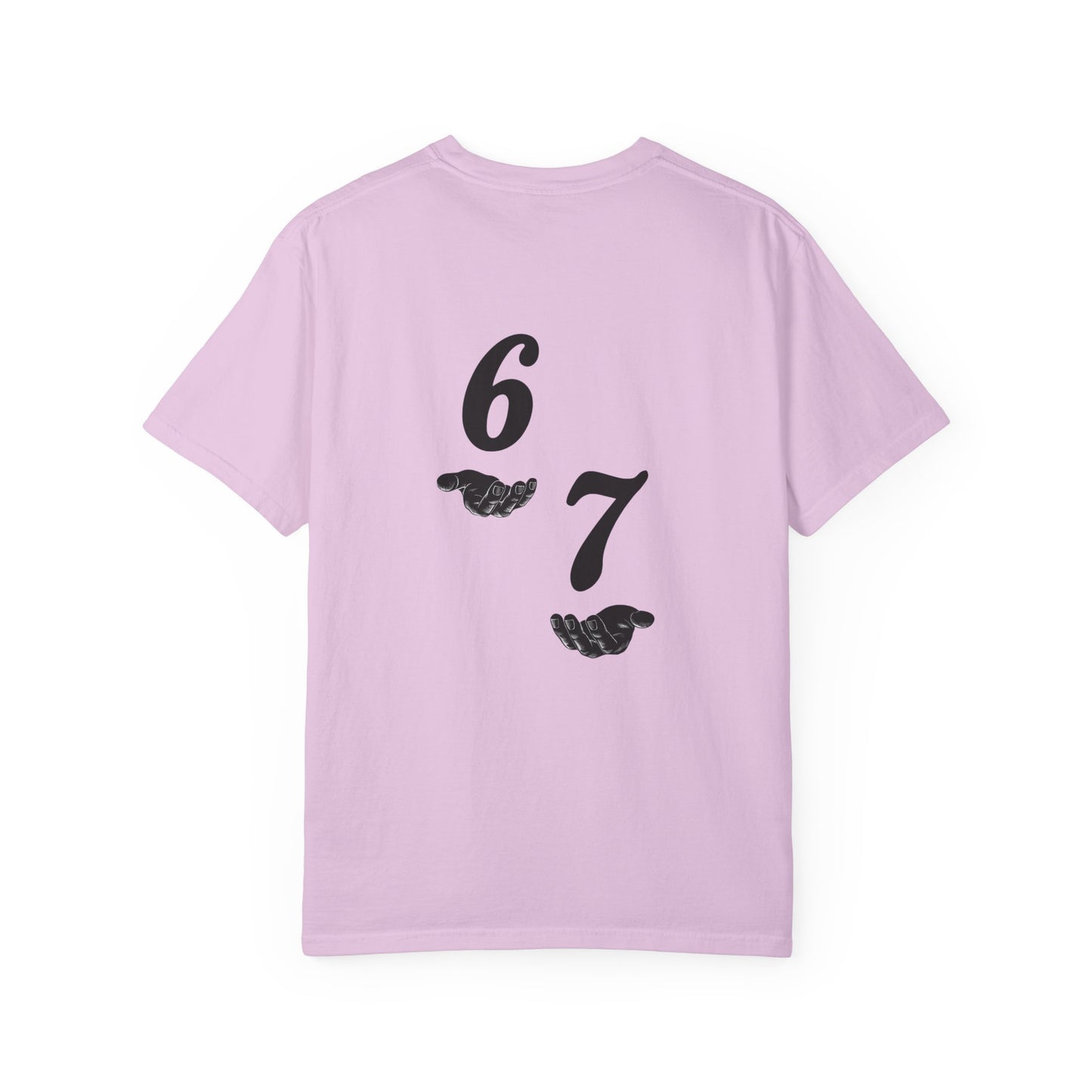 Six Seven T-Shirt — Vintage Script Graphic Tee (Front Text & Back 6·7 Design)