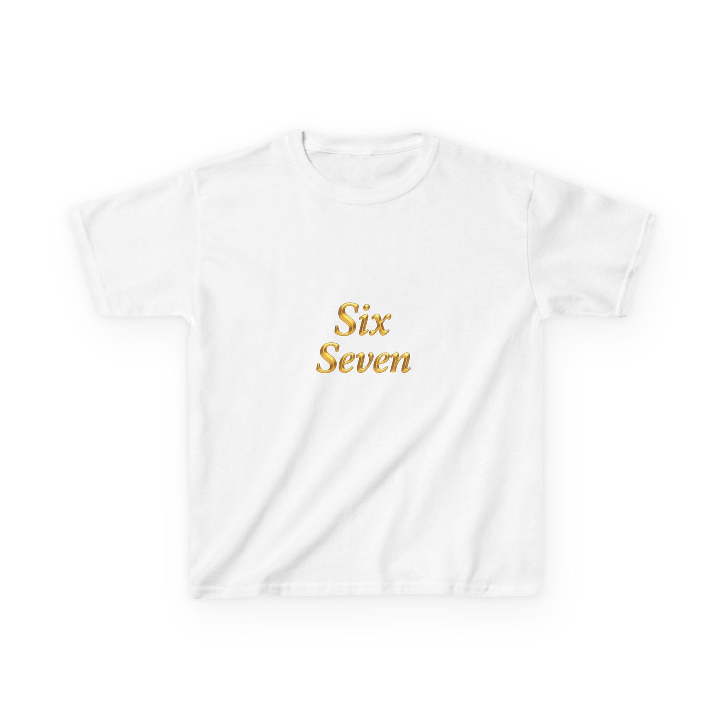 Kids Tee "Six Seven" Gold Script —  Gold 6-7