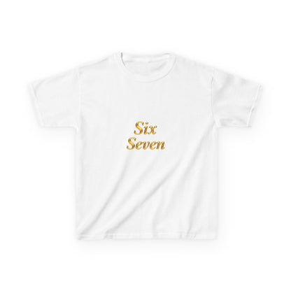 Kids Tee "Six Seven" Gold Script —  Gold 6-7