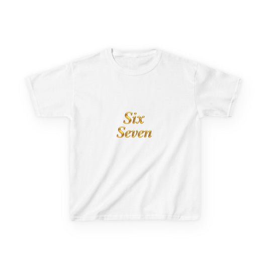 Kids Tee "Six Seven" Gold Script —  Gold 6-7