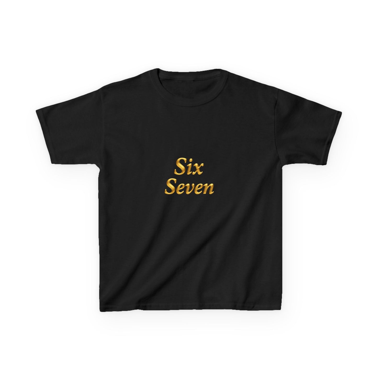 Kids Tee "Six Seven" Gold Script —  Gold 6-7