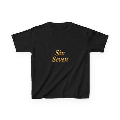 Kids Tee "Six Seven" Gold Script —  Gold 6-7