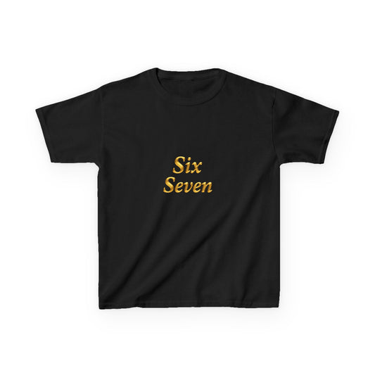 Kids Tee "Six Seven" Gold Script —  Gold 6-7