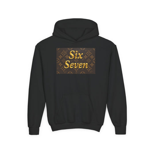 Youth Hoodie — 'Six Seven' Gold Hands Luxe Graphic