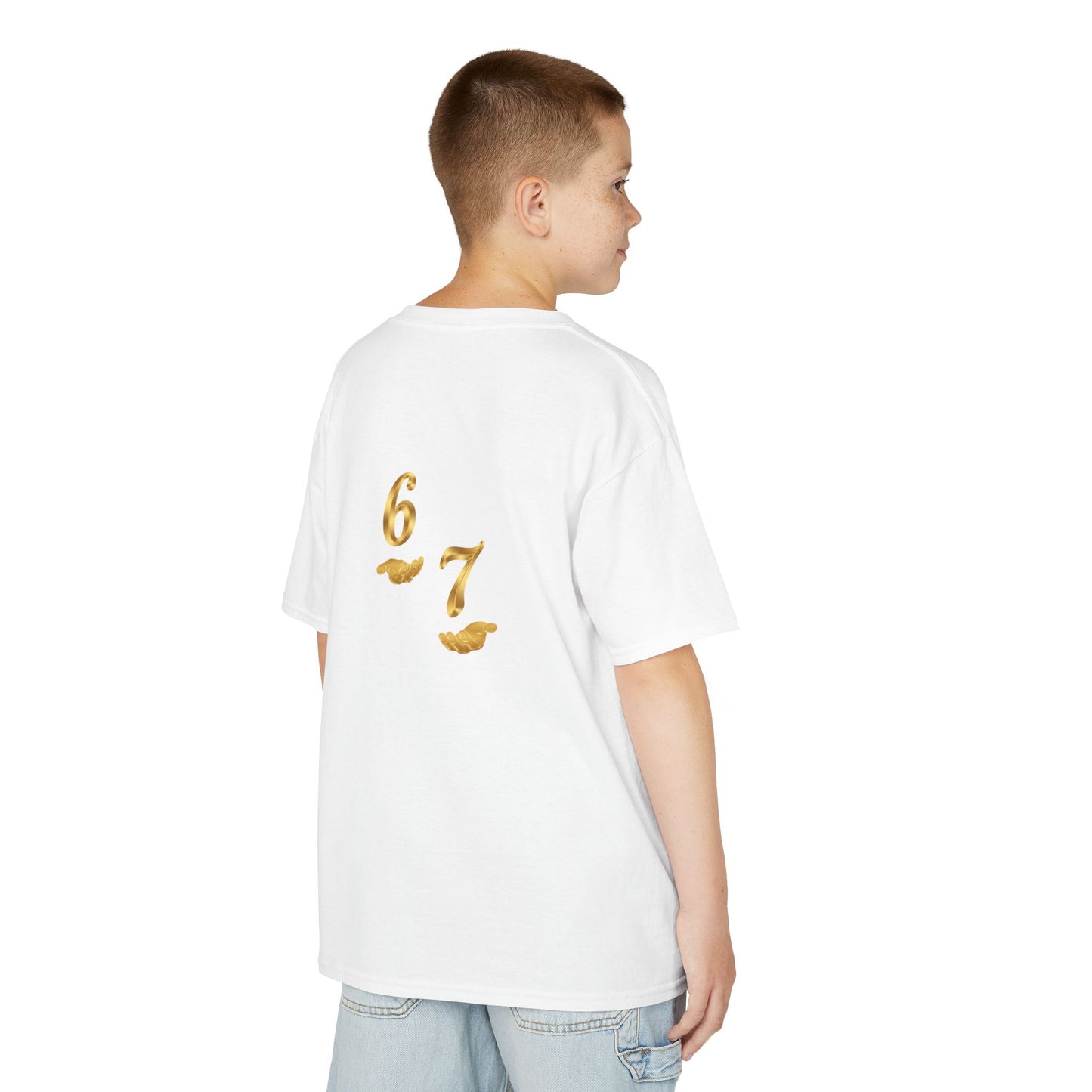 Kids Tee "Six Seven" Gold Script —  Gold 6-7
