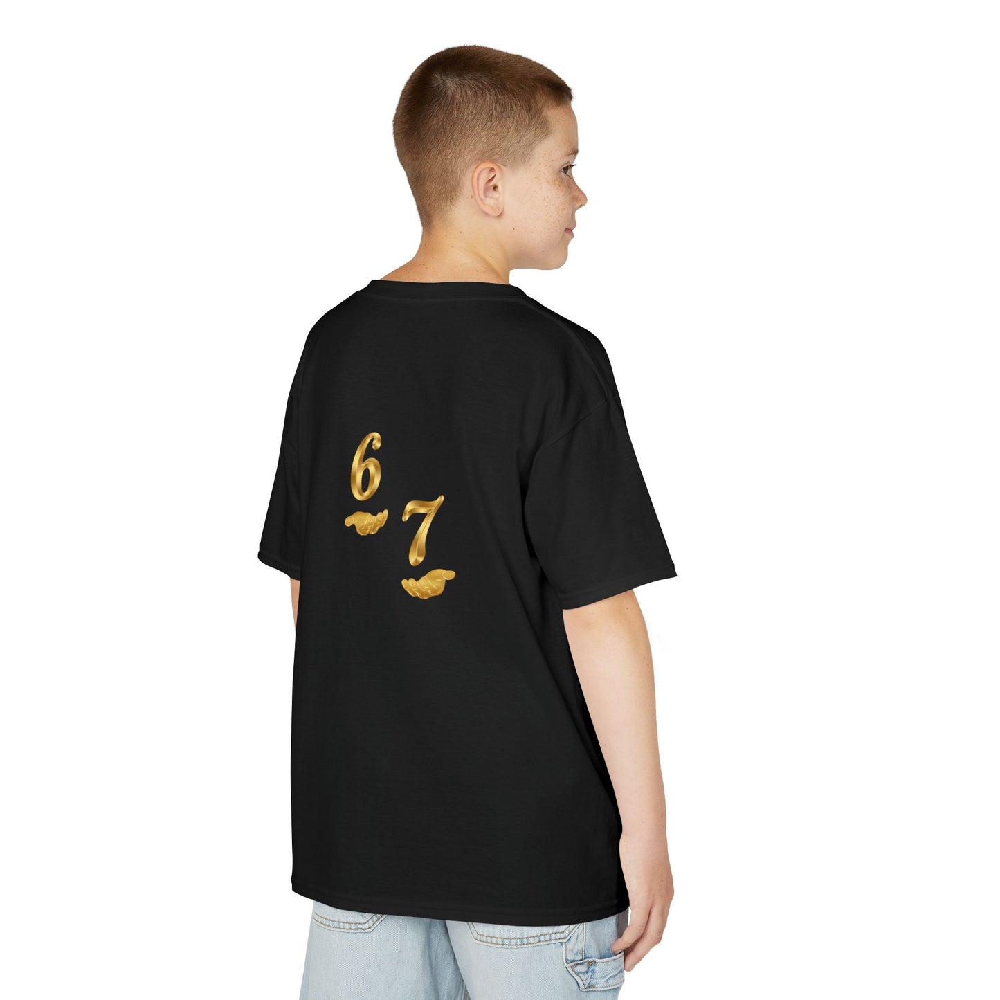 Kids Tee "Six Seven" Gold Script —  Gold 6-7