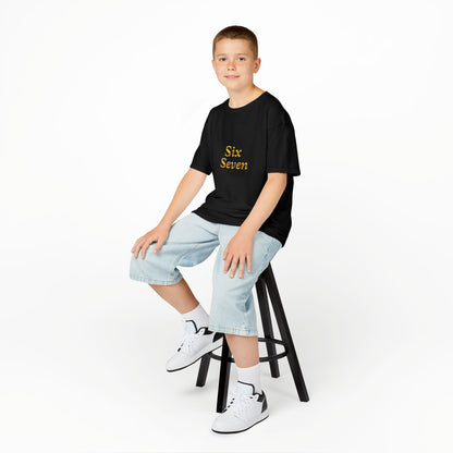 Kids Tee "Six Seven" Gold Script —  Gold 6-7