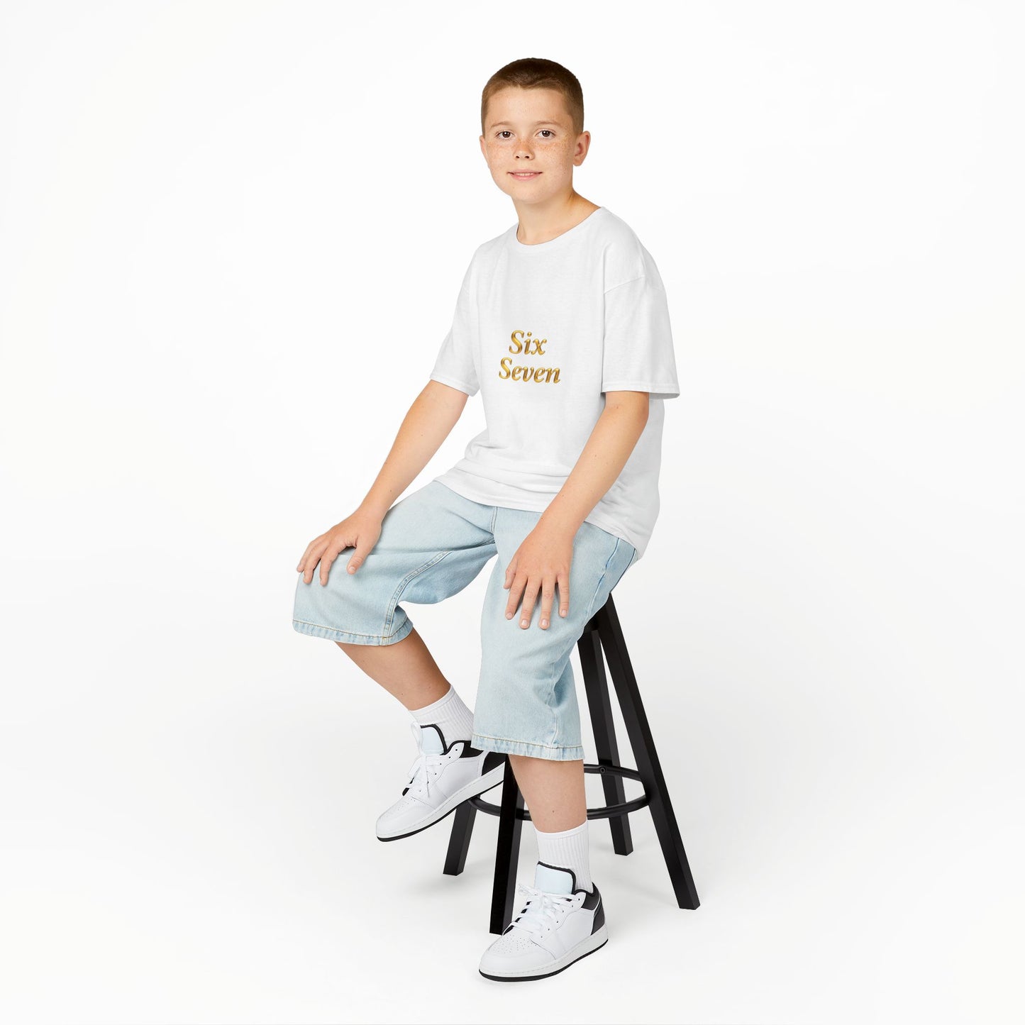 Kids Tee "Six Seven" Gold Script —  Gold 6-7