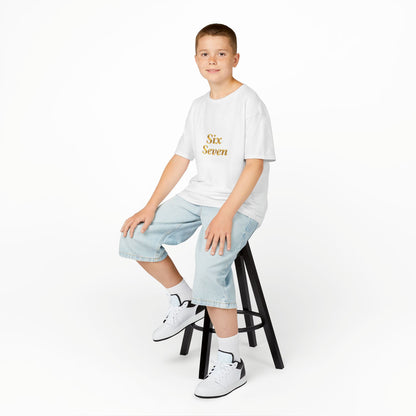 Kids Tee "Six Seven" Gold Script —  Gold 6-7