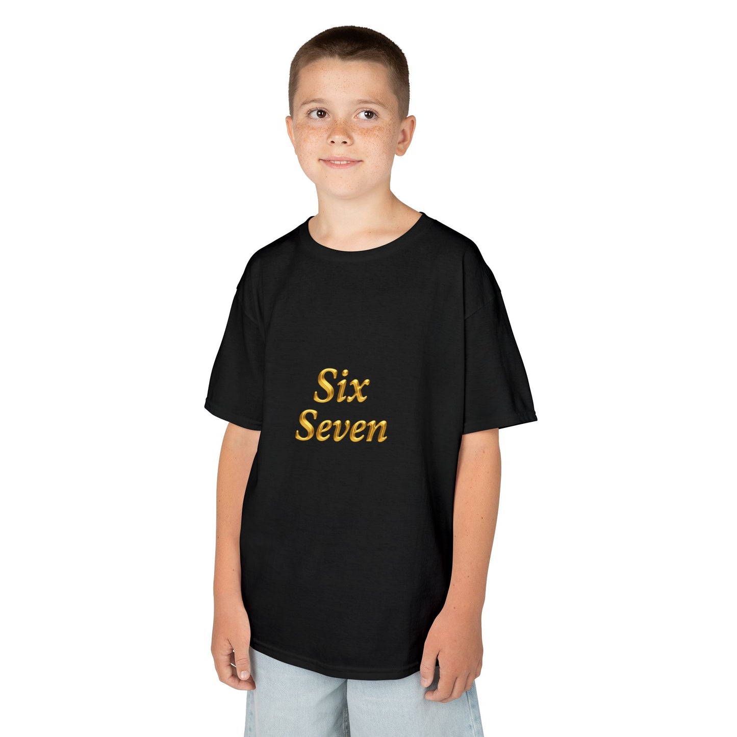 Kids Tee "Six Seven" Gold Script —  Gold 6-7
