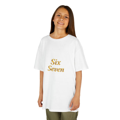Kids Tee "Six Seven" Gold Script —  Gold 6-7
