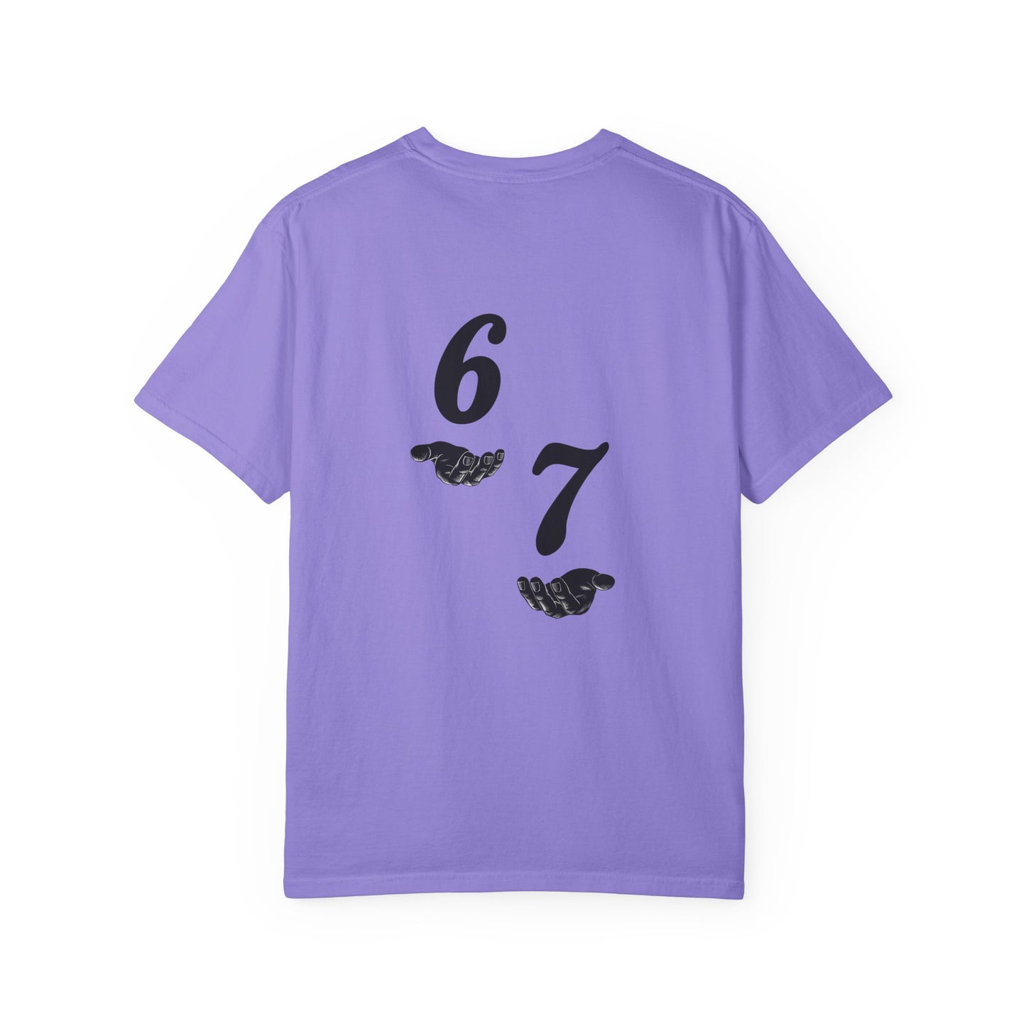 Six Seven T-Shirt — Vintage Script Graphic Tee (Front Text & Back 6·7 Design)